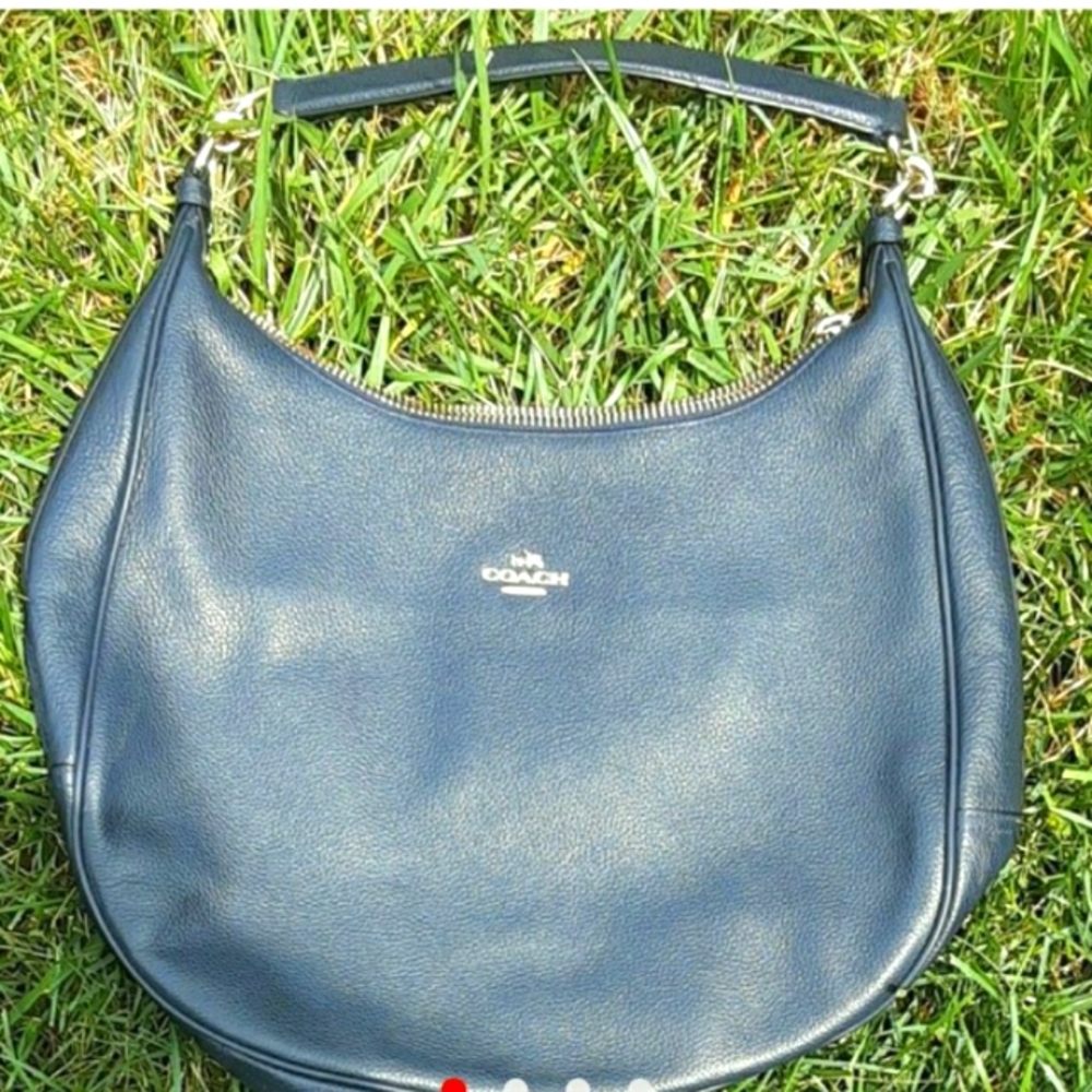 Coach Leather Navy Blue Shoulder Bag
